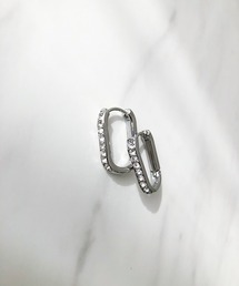 スクエアフォルムビジューフープピアス