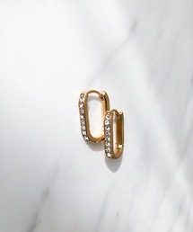 スクエアフォルムビジューフープピアス