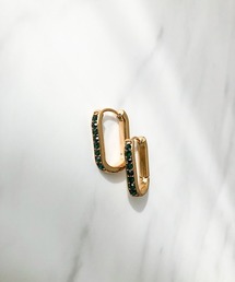 スクエアフォルムビジューフープピアス