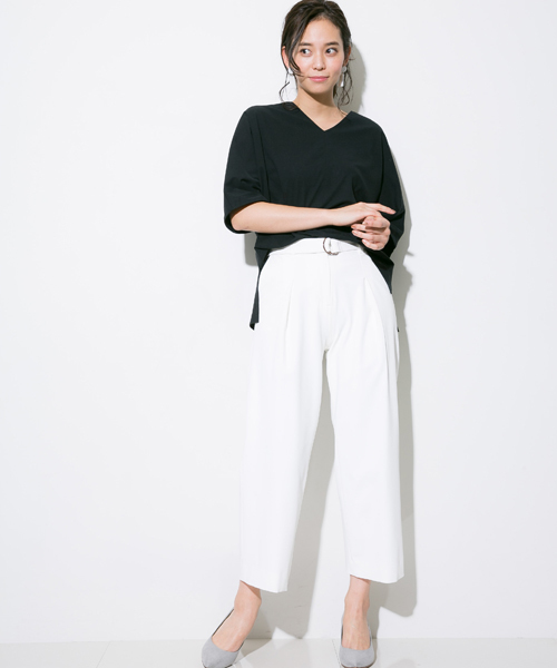 STUDIOUS（ステュディオス）の「STUDIOUS ウエストベルトストレートパンツ（その他パンツ・レディース・キャメル/ホワイト/ブラック・1/0）」の5枚目の写真