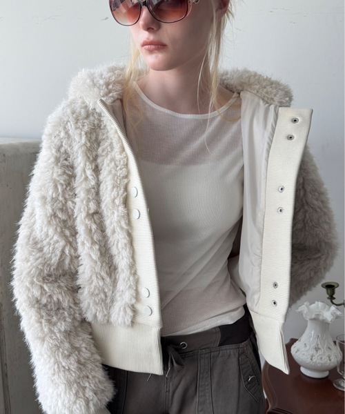 SHAGGIE(シャギー)の「フード付きダブルボタンファーコート(その他アウター・レディース・ブラック/パープル/ブラウン/ナチュラル・FREE)」の1枚目の写真
