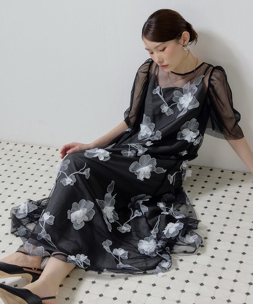 Kana(カナ)の「3D花柄レースAラインドレス(ドレス・レディース・オレンジ/ブラック・M)」の6枚目の写真