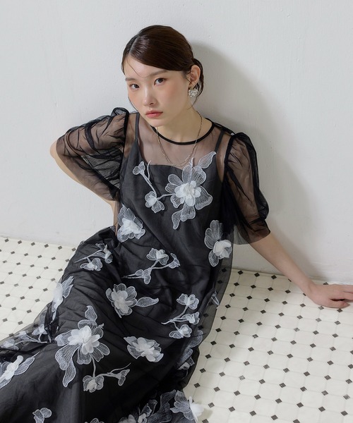 Kana(カナ)の「3D花柄レースAラインドレス(ドレス・レディース・オレンジ/ブラック・M)」の7枚目の写真