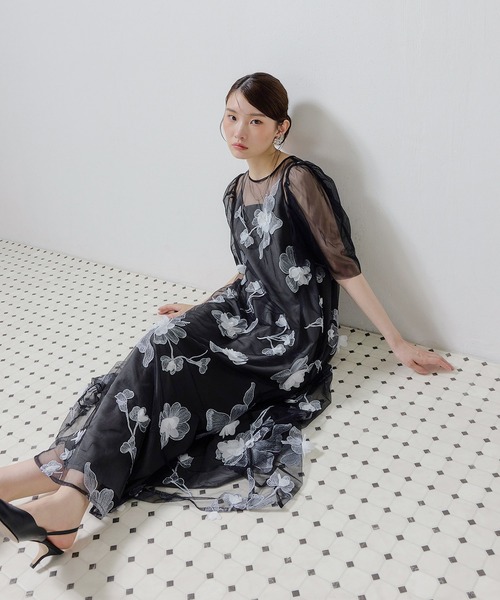 Kana(カナ)の「3D花柄レースAラインドレス(ドレス・レディース・オレンジ/ブラック・M)」の8枚目の写真