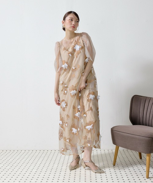 Kana(カナ)の「3D花柄レースAラインドレス(ドレス・レディース・オレンジ/ブラック・M)」の19枚目の写真