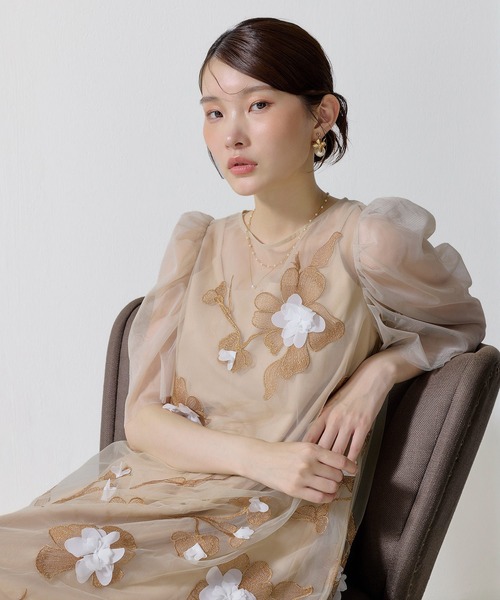Kana(カナ)の「3D花柄レースAラインドレス(ドレス・レディース・オレンジ/ブラック・M)」の20枚目の写真