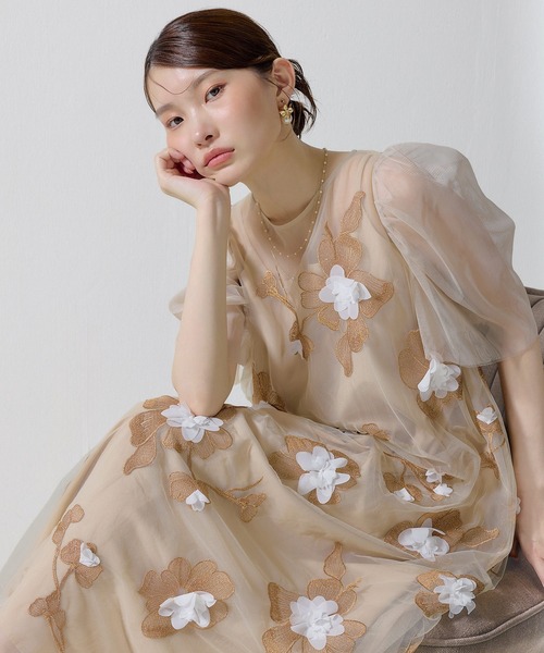Kana(カナ)の「3D花柄レースAラインドレス(ドレス・レディース・オレンジ/ブラック・M)」の11枚目の写真