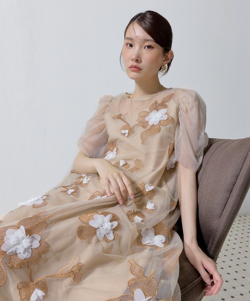 Kana(カナ)の「3D花柄レースAラインドレス(ドレス・レディース・オレンジ/ブラック・M)」の22枚目の写真