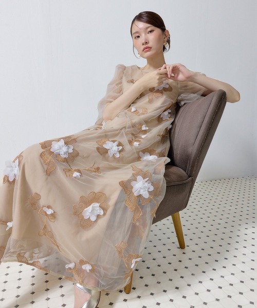 Kana(カナ)の「3D花柄レースAラインドレス(ドレス・レディース・オレンジ/ブラック・M)」の12枚目の写真