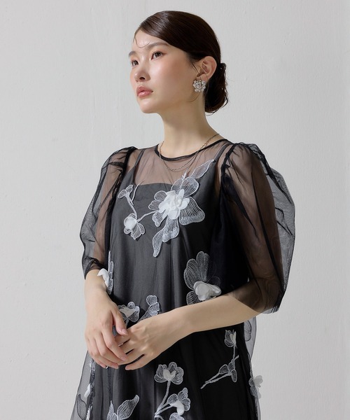 Kana(カナ)の「3D花柄レースAラインドレス(ドレス・レディース・オレンジ/ブラック・M)」の3枚目の写真