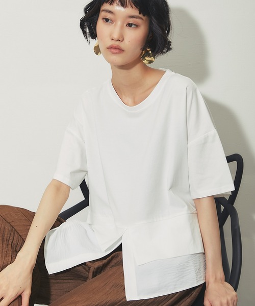 ANOTHER S(アナザーエス)の「裾シャツドッキング レイヤード風ヘムスリットTシャツ(Tシャツ/カットソー・レディース・ブラック/ベージュ/ホワイト・FREE)」の4枚目の写真