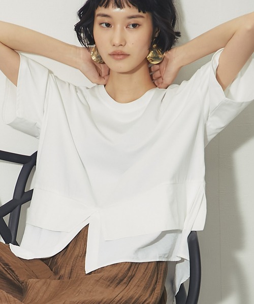 ANOTHER S(アナザーエス)の「裾シャツドッキング レイヤード風ヘムスリットTシャツ(Tシャツ/カットソー・レディース・ブラック/ベージュ/ホワイト・FREE)」の10枚目の写真