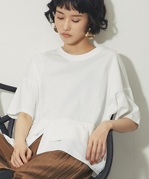 ANOTHER S(アナザーエス)の「裾シャツドッキング レイヤード風ヘムスリットTシャツ(Tシャツ/カットソー・レディース・ブラック/ベージュ/ホワイト・FREE)」の7枚目の写真