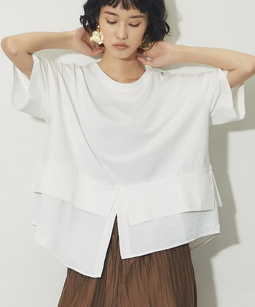 ANOTHER S(アナザーエス)の「裾シャツドッキング レイヤード風ヘムスリットTシャツ(Tシャツ/カットソー・レディース・ブラック/ベージュ/ホワイト・FREE)」の12枚目の写真