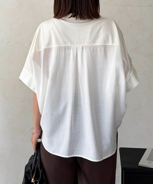 Chez toi(シェトワ)の「シルケット袖ターンBACKプルオーバー(Tシャツ/カットソー・レディース・オフホワイト/グリーン/ブラック/ブラウン・FREE)」の8枚目の写真