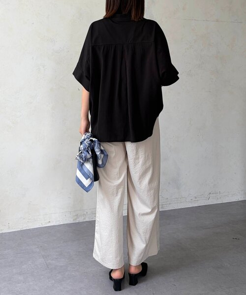 Chez toi(シェトワ)の「シルケット袖ターンBACKプルオーバー(Tシャツ/カットソー・レディース・オフホワイト/グリーン/ブラック/ブラウン・FREE)」の19枚目の写真