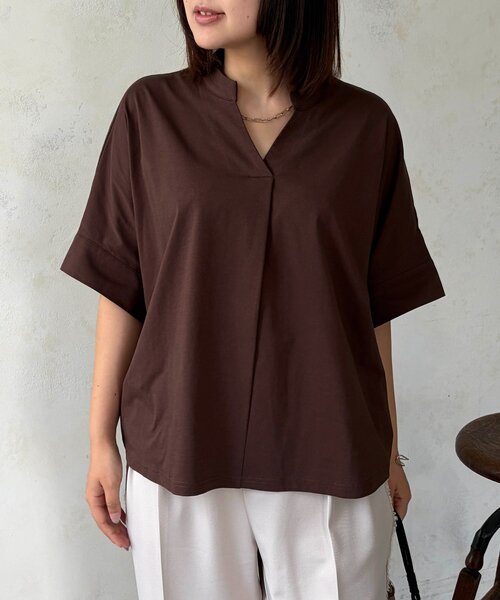 Chez toi(シェトワ)の「シルケット袖ターンBACKプルオーバー(Tシャツ/カットソー・レディース・オフホワイト/グリーン/ブラック/ブラウン・FREE)」の21枚目の写真
