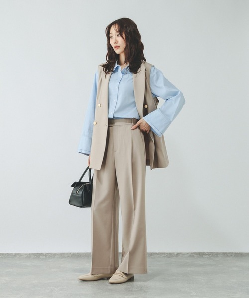 GLOBAL WORK(グローバルワーク)の「お手入れラクラクセットアップ/ワイドパンツ/684644(その他パンツ・レディース・ネイビー/グレイッシュベージュ/ブラウン/ブラウン系その他5・LARGE/MEDIUM/SMALL)」の13枚目の写真