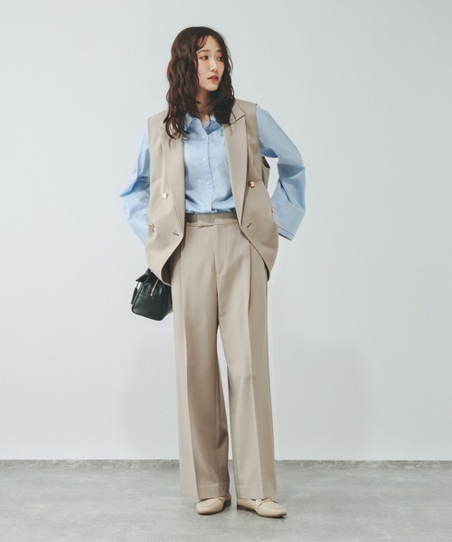 GLOBAL WORK(グローバルワーク)の「お手入れラクラクセットアップ/ワイドパンツ/684644(その他パンツ・レディース・ネイビー/グレイッシュベージュ/ブラウン/ブラウン系その他5・LARGE/MEDIUM/SMALL)」の14枚目の写真
