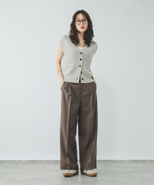 GLOBAL WORK(グローバルワーク)の「お手入れラクラクセットアップ/ワイドパンツ/684644(その他パンツ・レディース・ネイビー/グレイッシュベージュ/ブラウン/ブラウン系その他5・LARGE/MEDIUM/SMALL)」の9枚目の写真