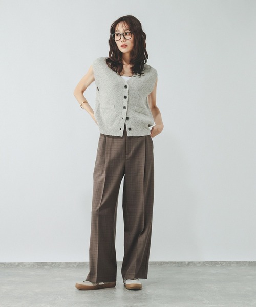GLOBAL WORK(グローバルワーク)の「お手入れラクラクセットアップ/ワイドパンツ/684644(その他パンツ・レディース・ネイビー/グレイッシュベージュ/ブラウン/ブラウン系その他5・LARGE/MEDIUM/SMALL)」の10枚目の写真