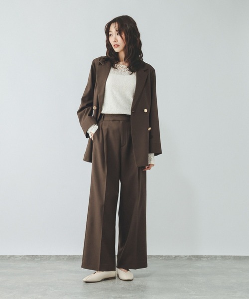 GLOBAL WORK(グローバルワーク)の「お手入れラクラクセットアップ/ワイドパンツ/684644(その他パンツ・レディース・ネイビー/グレイッシュベージュ/ブラウン/ブラウン系その他5・LARGE/MEDIUM/SMALL)」の5枚目の写真