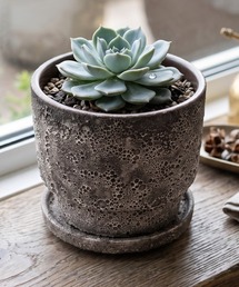 MILLION CARATS（ミリオンカラッツ）の「【鉢底穴・受け皿付き】YARD inc - CRACK pot & saucer - ひび割れ釉薬のセラミック植木鉢。約3～4号対応のS・Mサイズ  ※Sサイズ（フラワーベース）」