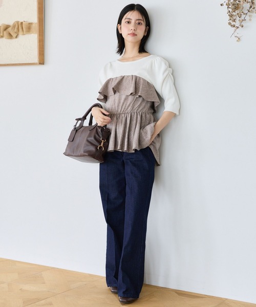 mysty woman(ミスティウーマン)の「【S/M展開】ハイウエストフレアデニムパンツ 1077980(デニムパンツ・レディース・インディゴブルー/ライトブルー・SMALL/MEDIUM)」の8枚目の写真