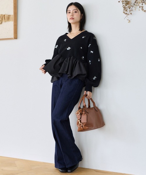 mysty woman(ミスティウーマン)の「【S/M展開】ハイウエストフレアデニムパンツ 1077980(デニムパンツ・レディース・インディゴブルー/ライトブルー・SMALL/MEDIUM)」の12枚目の写真