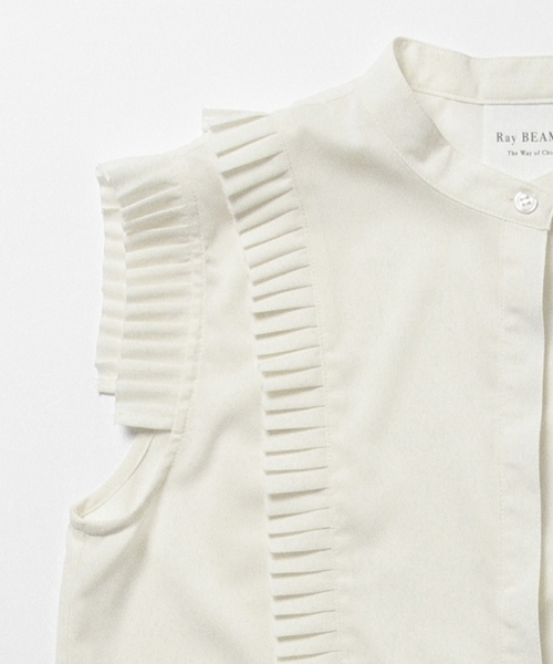 Ray BEAMS（レイビームス）の「Ray BEAMS / バンドカラー プリーツ ブラウス（シャツ/ブラウス・レディース・オフホワイト/ブラック・ONE SIZE）」の10枚目の写真