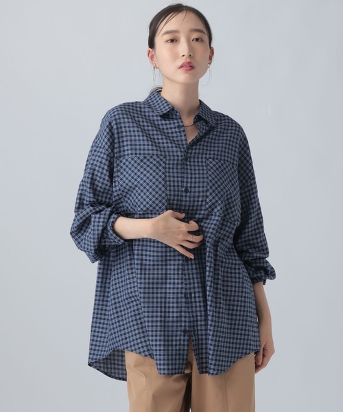 LEPSIM(レプシィム)の「アソートチェックシャツチュニック 1054544(シャツ/ブラウス・レディース・ブルー/ブラウン/ブラック/ホワイト×ブラック・FREE)」の4枚目の写真