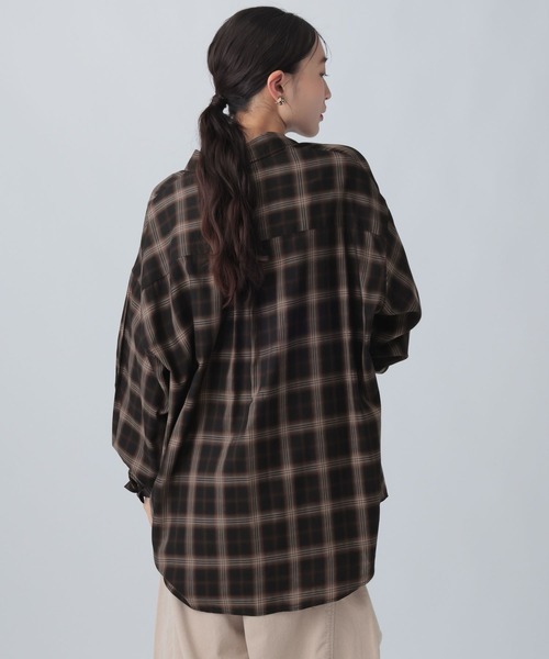 LEPSIM(レプシィム)の「アソートチェックシャツチュニック 1054544(シャツ/ブラウス・レディース・ブルー/ブラウン/ブラック/ホワイト×ブラック・FREE)」の5枚目の写真