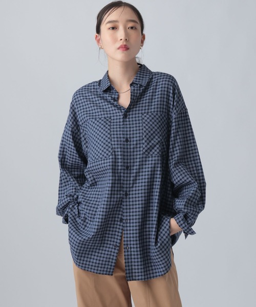 LEPSIM(レプシィム)の「アソートチェックシャツチュニック 1054544(シャツ/ブラウス・レディース・ブルー/ブラウン/ブラック/ホワイト×ブラック・FREE)」の10枚目の写真