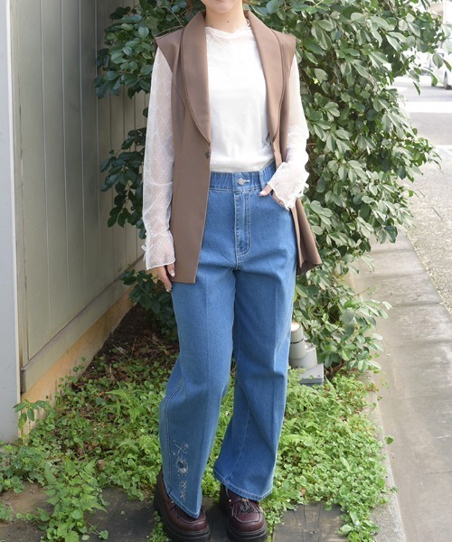 axes femme（アクシーズファム）の「月×星刺繍デニムパンツ（その他パンツ・レディース・インディゴブルー/ケミカルウォッシュ・MEDIUM/LARGE）」の17枚目の写真