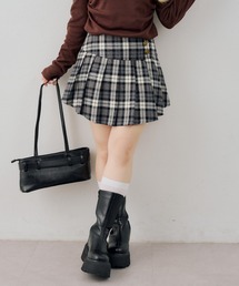 金ボタンミニプリーツスカート