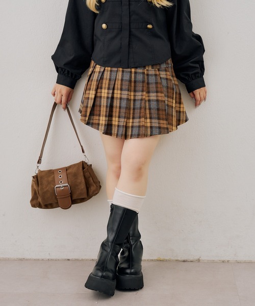 continuer de NICE CLAUP(コンティニューデナイスクラップ)の「金ボタンミニプリーツスカート(スカート・レディース・グレー系その他2/ブラック/ブラウン系その他・FREE)」の4枚目の写真