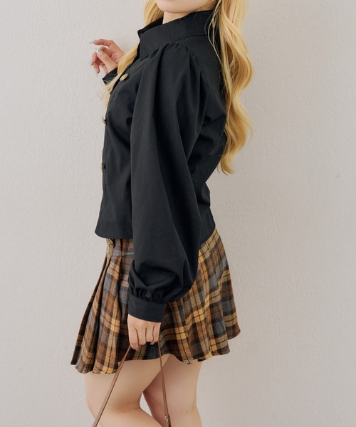 continuer de NICE CLAUP(コンティニューデナイスクラップ)の「金ボタンミニプリーツスカート(スカート・レディース・グレー系その他2/ブラック/ブラウン系その他・FREE)」の8枚目の写真