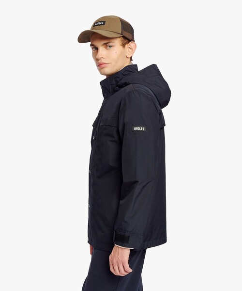 AIGLE(エーグル)の「GORE-TEX ゴアテックス 防風 防水 透湿 2レイヤー フーデッドジャケット T-KIT(マウンテンパーカー・メンズ・ブラック/ダークグリーン・S/L/XL/M)」の14枚目の写真