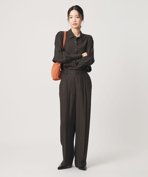 BEAUTY&YOUTH UNITED ARROWS(ビューティーアンドユースユナイテッドアローズ)の「レーヨン ドットジャガード タック バックゴムパンツ/ダークブラウン(その他パンツ・レディース・ダークブラウン・XS/M/S)」の4枚目の写真