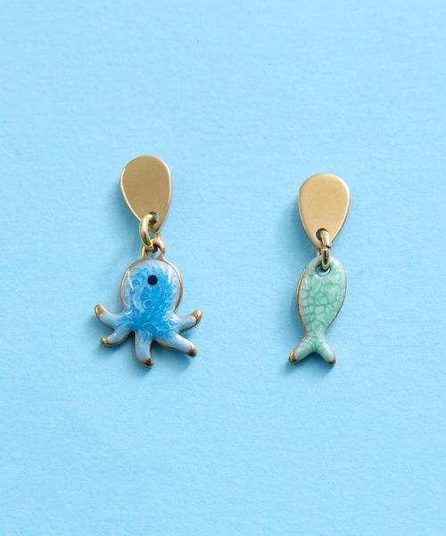gargle（ガーグル）の「gargle ガーグル：海の生き物シリーズ　海のトモダチ　カニ　タコ　ピアス（ピアス（両耳用）・レディース・ブルーグリーン/ホワイト×レッド・FREE）」の2枚目の写真