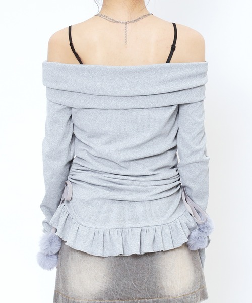 SPIRALGIRL(スパイラルガール)の「オフショルチュニックギャザートップス(Tシャツ/カットソー・レディース・グレー/ブラック・FREE)」の20枚目の写真