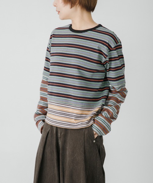 URBAN RESEARCH(アーバンリサーチ)の「Girls department Club W.TRIPLE BORDER LAYER LS(Tシャツ/カットソー・レディース・ブラウン/ブラック・FREE)」の1枚目の写真