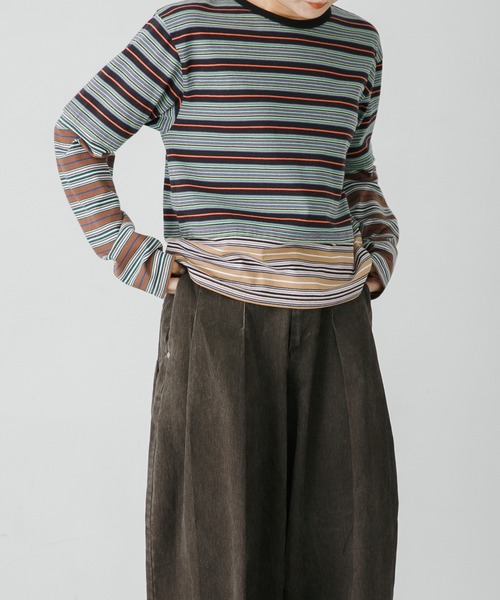 URBAN RESEARCH(アーバンリサーチ)の「Girls department Club W.TRIPLE BORDER LAYER LS(Tシャツ/カットソー・レディース・ブラウン/ブラック・FREE)」の3枚目の写真