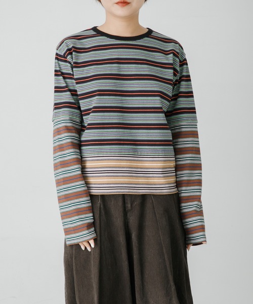 URBAN RESEARCH(アーバンリサーチ)の「Girls department Club W.TRIPLE BORDER LAYER LS(Tシャツ/カットソー・レディース・ブラウン/ブラック・FREE)」の4枚目の写真