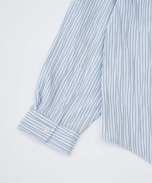 ADAM PATEK(アダムパテック)の「【ADAMPATEK/アダムパテック】 stitched calm pinchstripe shirt ピンストライプシャツ(シャツ/ブラウス・レディース・ホワイト/ブルー・1)」の10枚目の写真