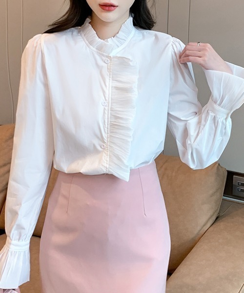 AMAJI(アマジ)の「切替 ロングスリーブ 白シャツ(シャツ/ブラウス・レディース・ホワイト・SMALL/MEDIUM/LARGE/X-LARGE)」の4枚目の写真