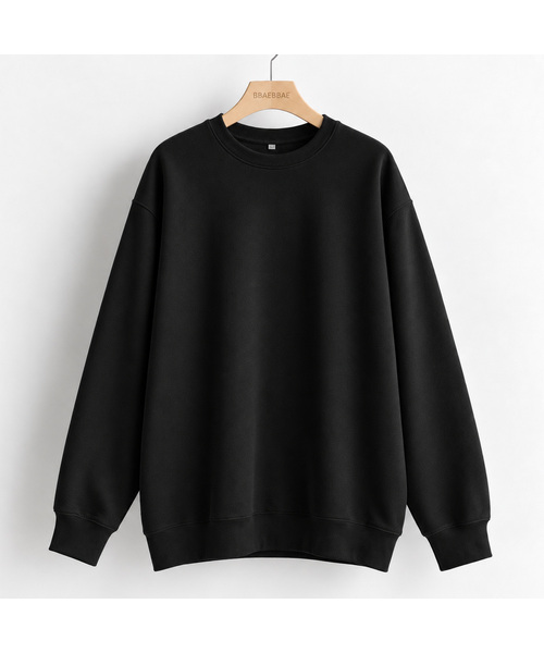 BBAEBBAE(ペッペ)の「ラウンドネック無地裏毛スウェットTシャツ 全4色(スウェット・レディース・ネイビー/ライトグレー/アッシュグレー/ブラック・X-LARGE/XX-LARGE/MEDIUM/LARGE)」の1枚目の写真