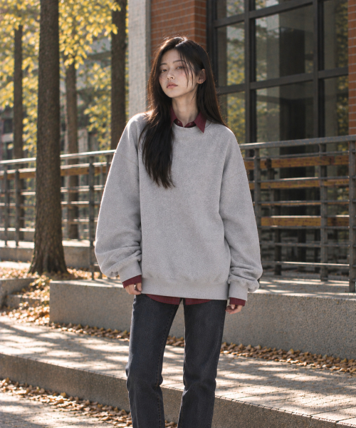 BBAEBBAE(ペッペ)の「ラウンドネック無地裏毛スウェットTシャツ 全4色(スウェット・レディース・ネイビー/ライトグレー/アッシュグレー/ブラック・X-LARGE/XX-LARGE/MEDIUM/LARGE)」の9枚目の写真