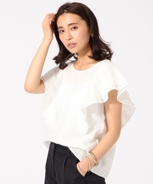 GLOBAL WORK | 【高品質素材使用】フレンチリネンソデフリル半袖/709744(シャツ/ブラウス)