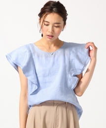 GLOBAL WORK | 【高品質素材使用】フレンチリネンソデフリル半袖/709744(シャツ/ブラウス)